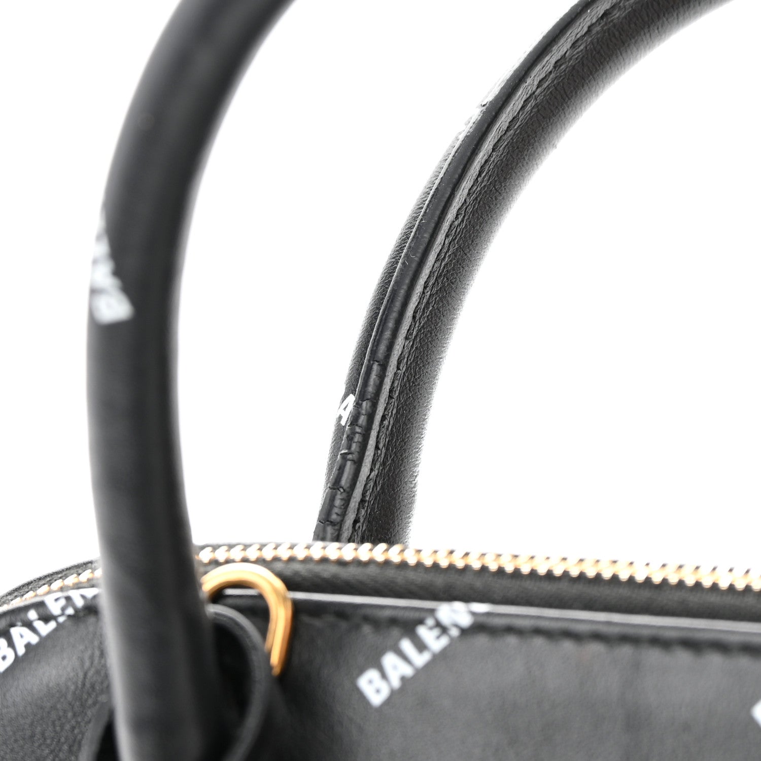 Balenciaga Calfskin Allover Logo S Ville Top Handle Bag Black White 22 of 22