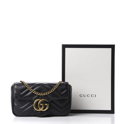 Gucci Calfskin Matelasse Super Mini GG Marmont Shoulder Bag Black 11 of 11