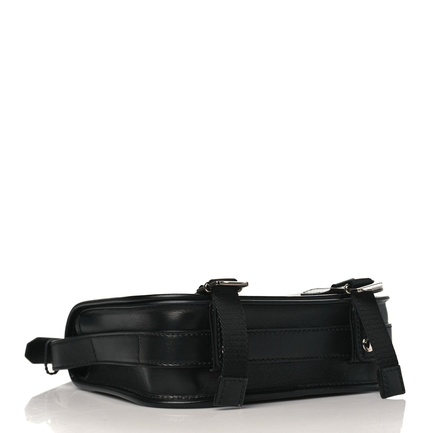 Burberry Calfskin Embossed Check Messenger Bag Black 4 of 9