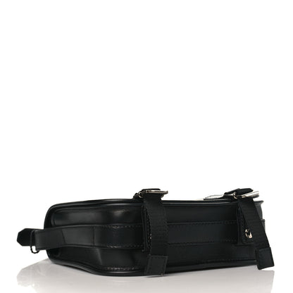 Burberry Calfskin Embossed Check Messenger Bag Black 4 of 9
