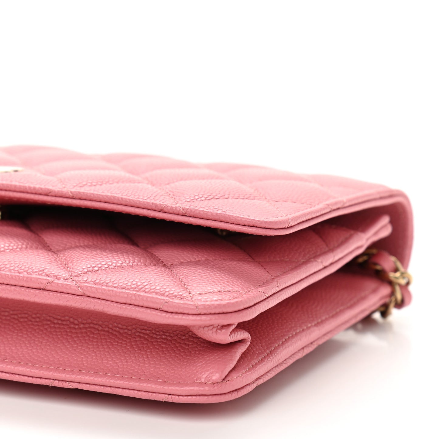 Caviar Quilted Wallet On Chain WOC Dark Pink