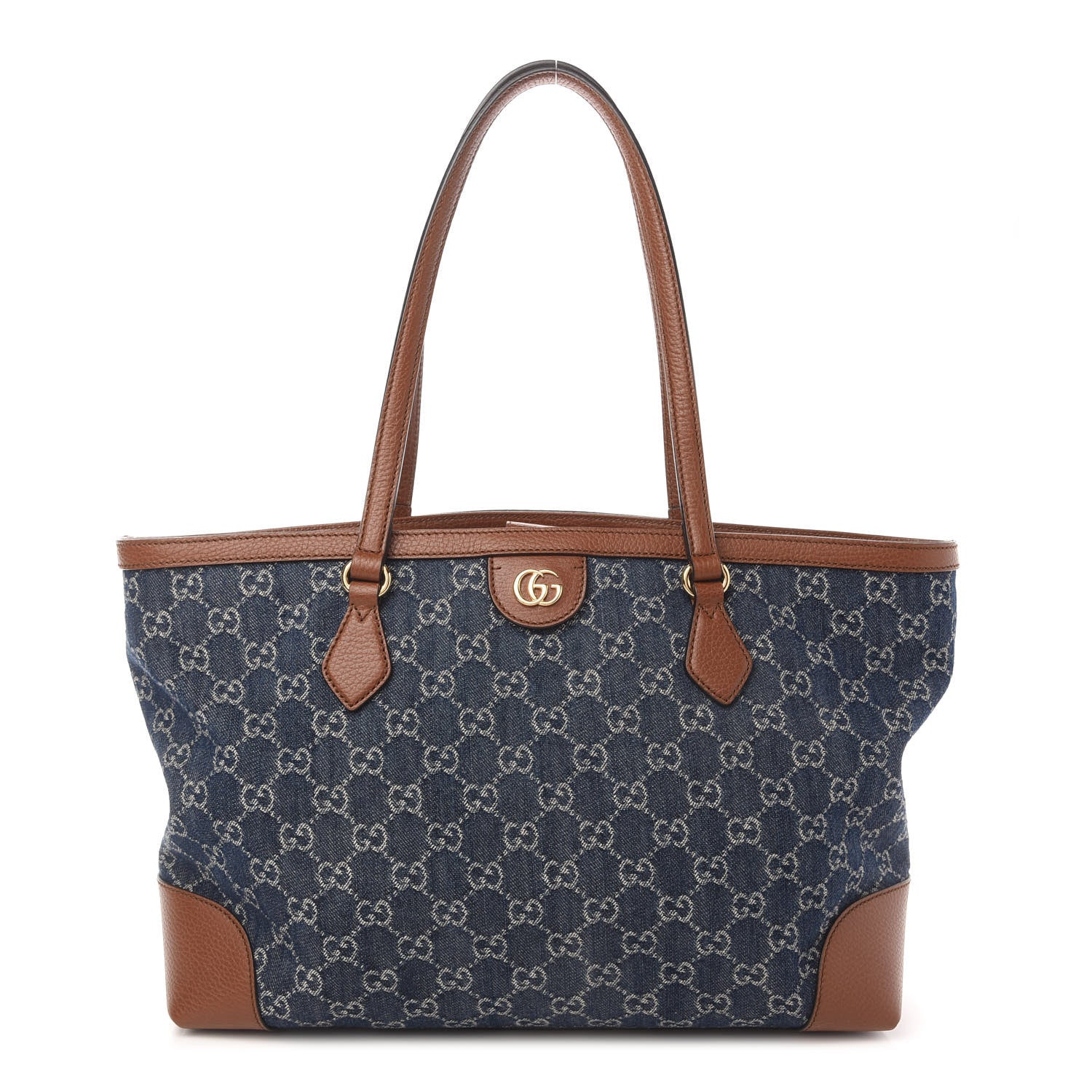 Gucci New Denim GG Monogram Medium Ophidia Shopping Tote Blue Tea Cuir 1 of 9