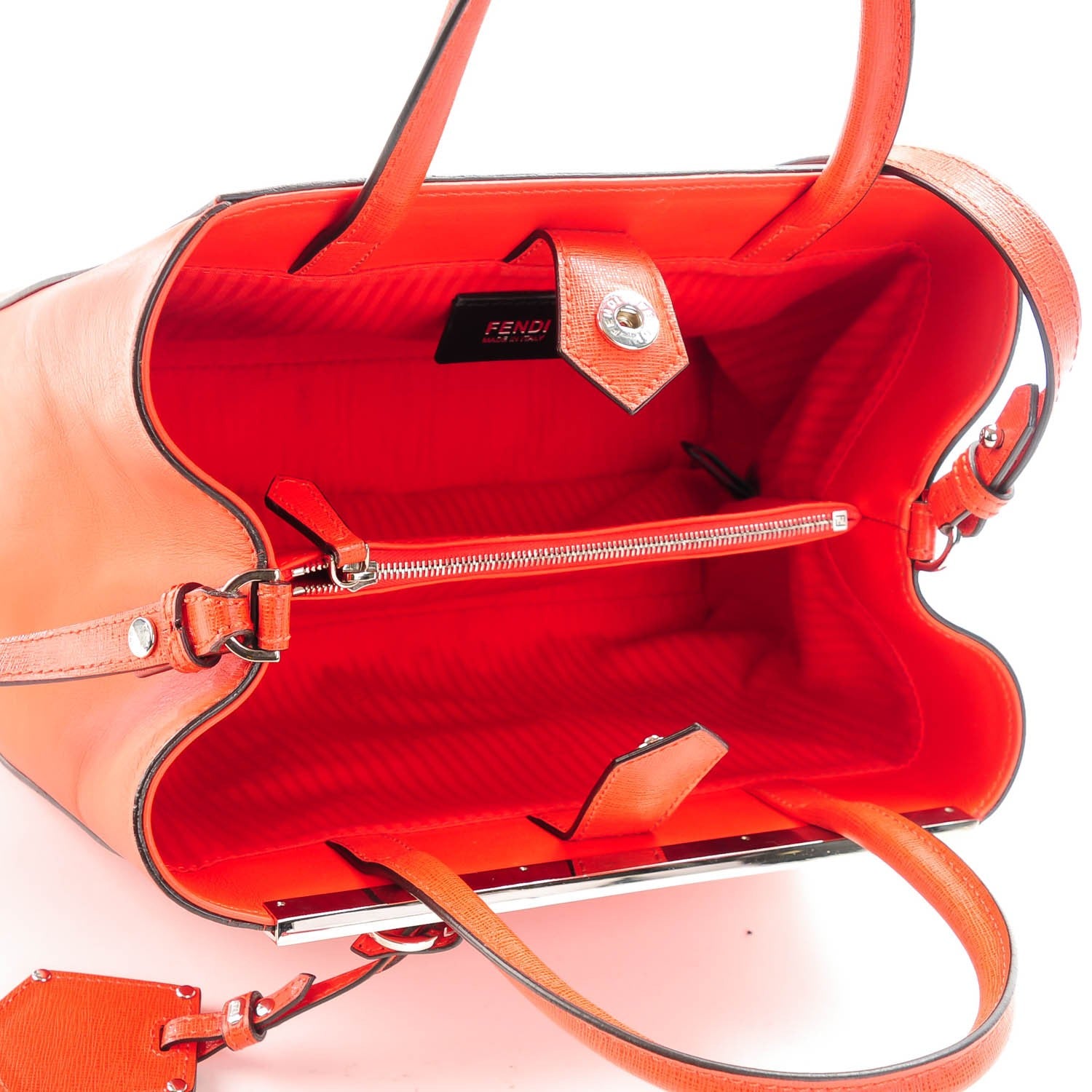 Fendi Vitello Elite Petite 2Jours Tote Papavero 9 of 9