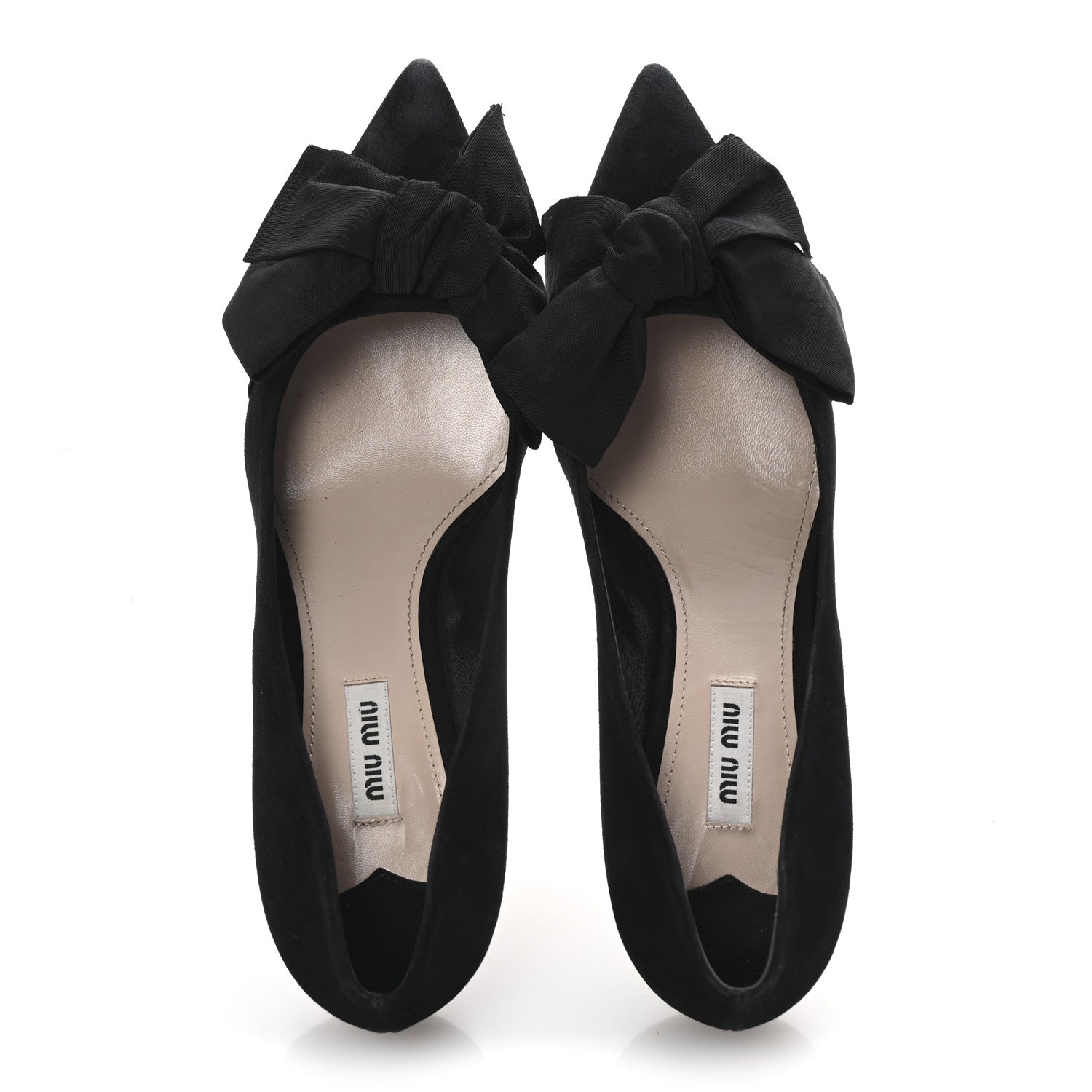 Miu Miu Suede Grossgrain Bow Kitten Heel Pump 39.5 Black 2 of 8