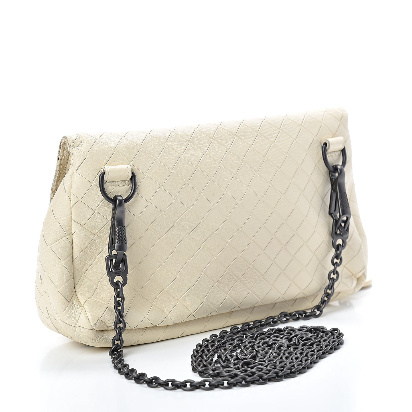 Nappa Intrecciato Mini Chain Messenger Bianca