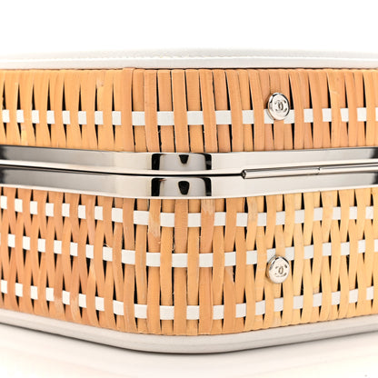 Chanel Raffia Calfskin CC Filigree Vanity Case White 10 of 13