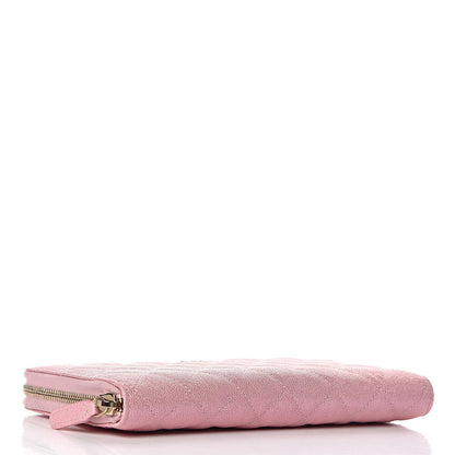 Chanel Iridescent Caviar Quilted Large Zip Around Organizer Wallet Pink 4 of 12