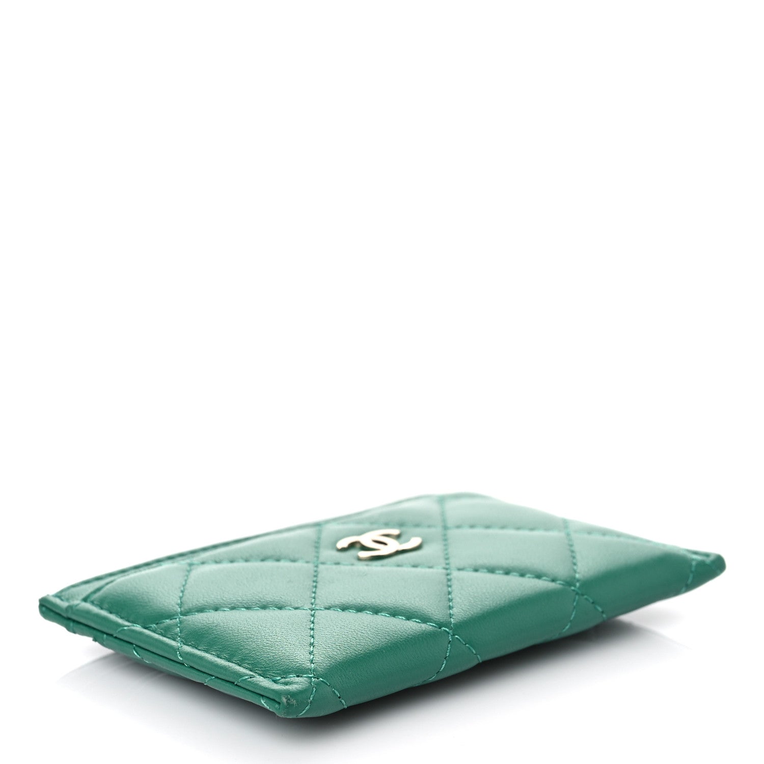 Chanel Lambskin Quilted Card Holder Green 4 of 13