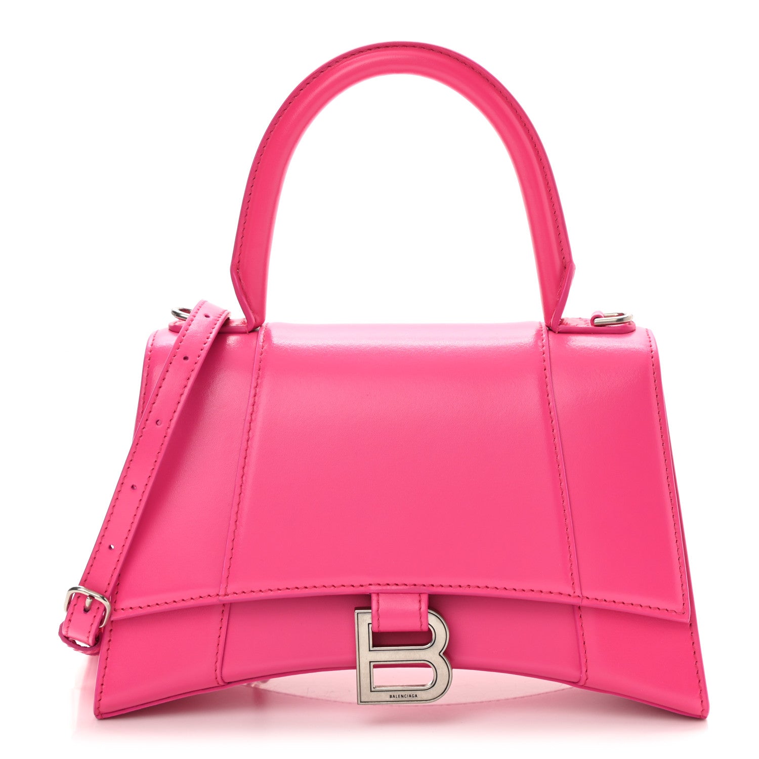 Balenciaga Shiny Box Calfskin Small Hourglass Top Handle Bag Acid Fuchsia 1 of 10