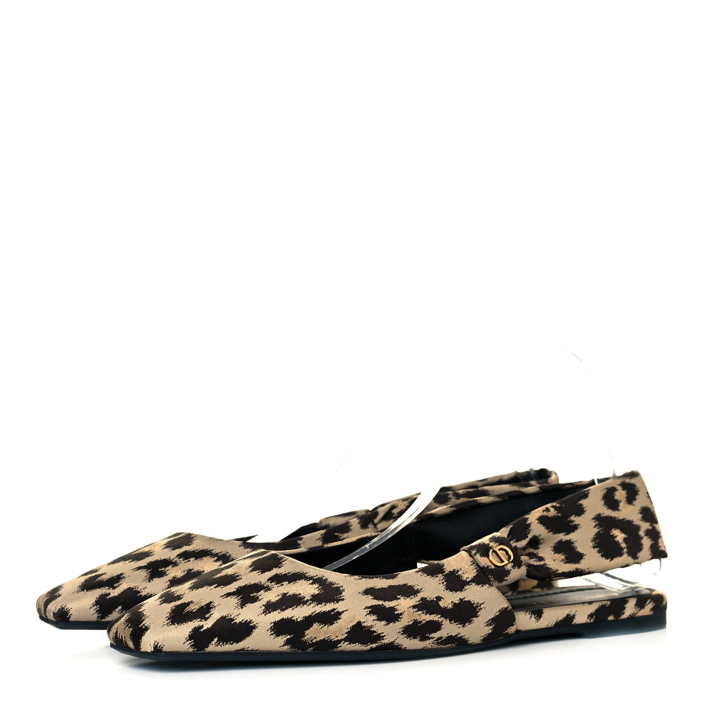 Nylon Leopard Print Mizza Slingback Flat 41 Beige Multicolor