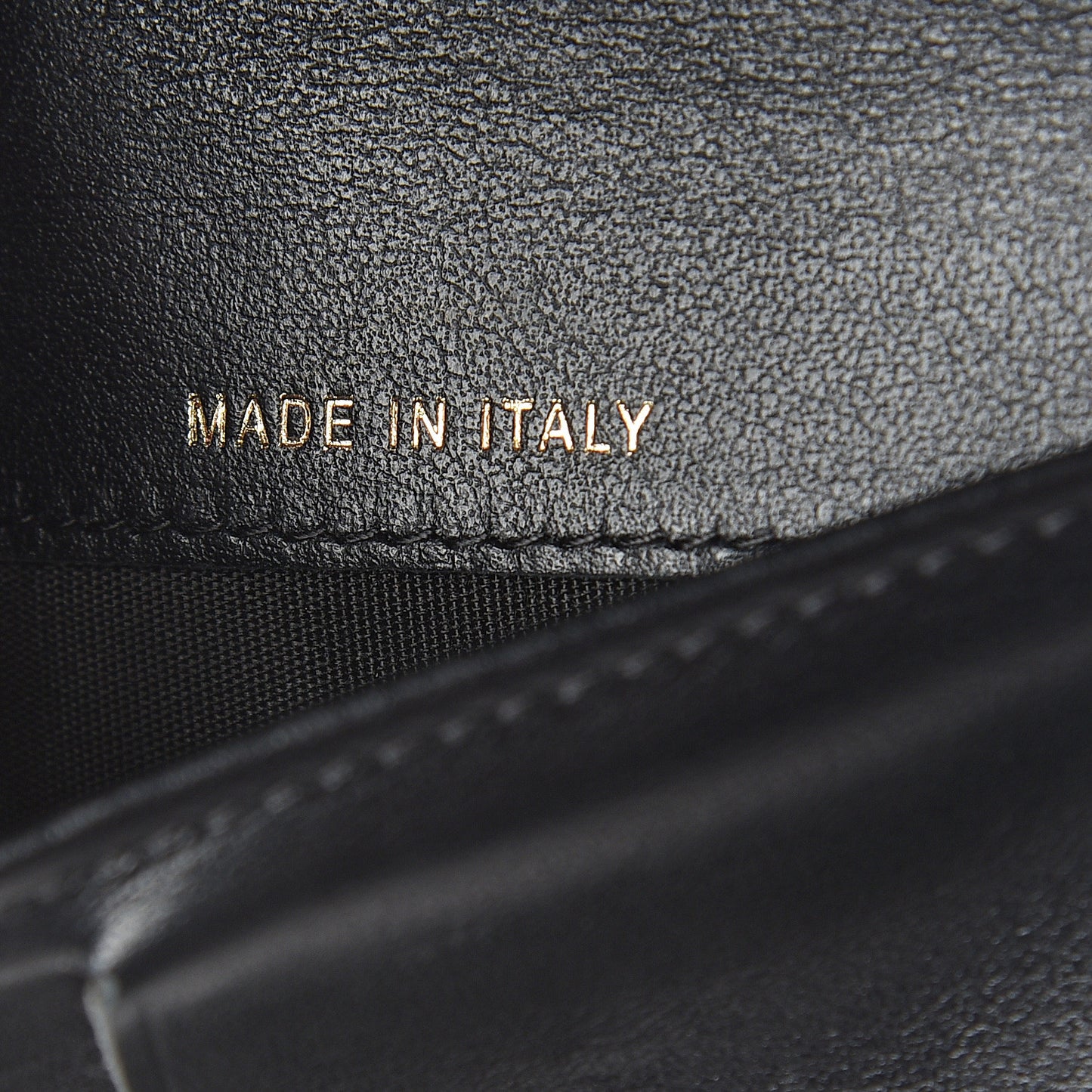 Goatskin Stitched Small Golden CC Flap Wallet Black