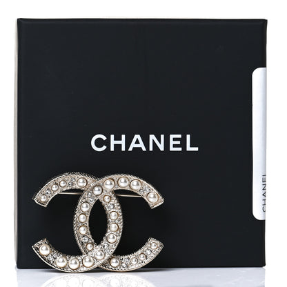 Chanel Pearl Crystal CC Brooch Gold 5 of 5