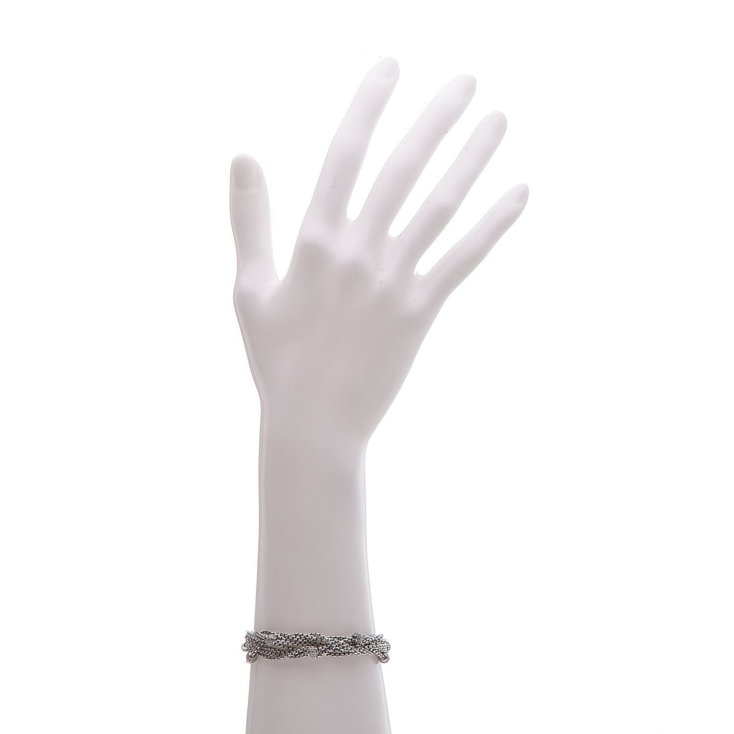 Sterling Silver Diamond Pave Bead Multi Strand Bracelet