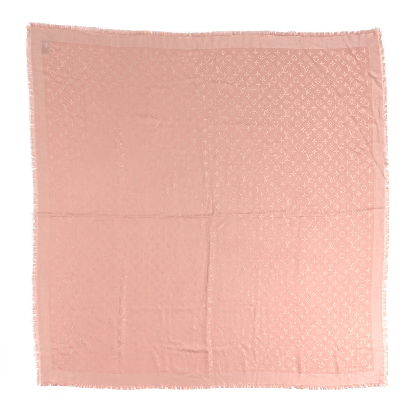 Silk Wool Monogram Shawl Rose