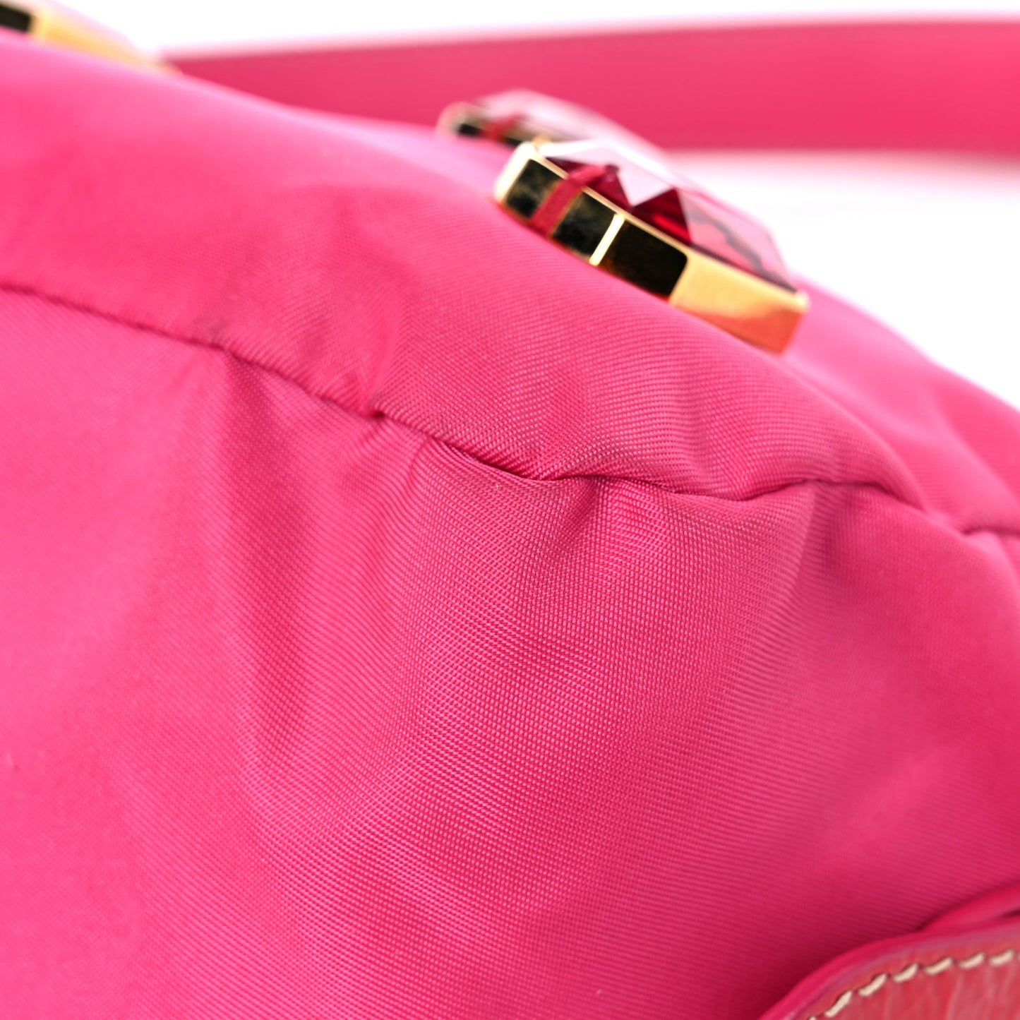 Tessuto Nylon Pietre Jeweled Shoulder Bag Fuxia