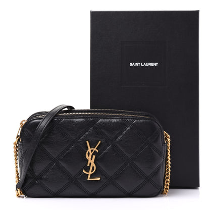 Saint Laurent Grained Lambskin Quilted Mini Becky Double Zip Bag Black 12 of 12