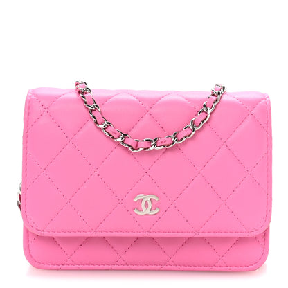 Chanel Lambskin Quilted Mini Wallet On Chain WOC Pink 1 of 21