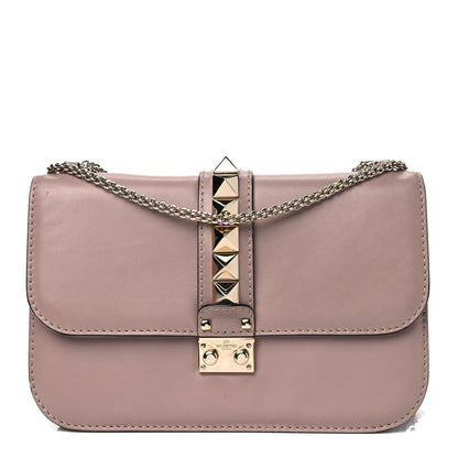 Valentino Garavani Vitello Medium Glam Lock Rockstud Flap Poudre 1 of 5