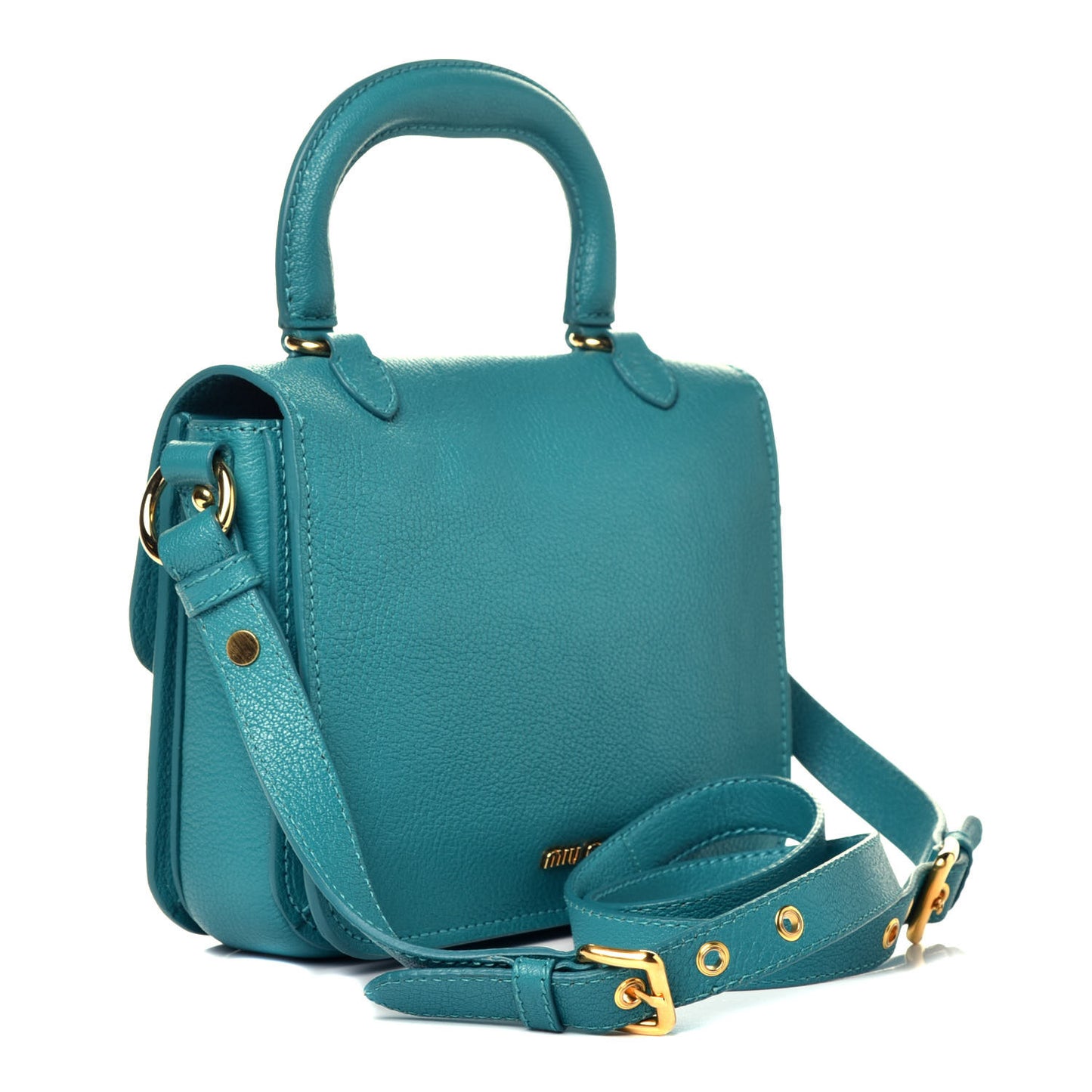 Goatskin Madras Shoulder Bag Turchese