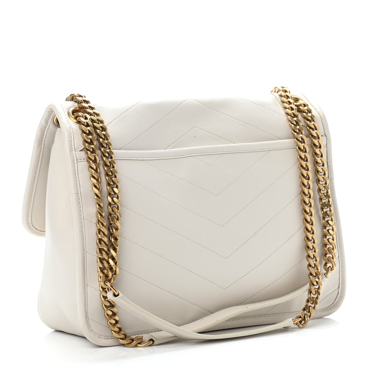 Lambskin Matelasse Monogram Medium Niki Chain Satchel Ivory