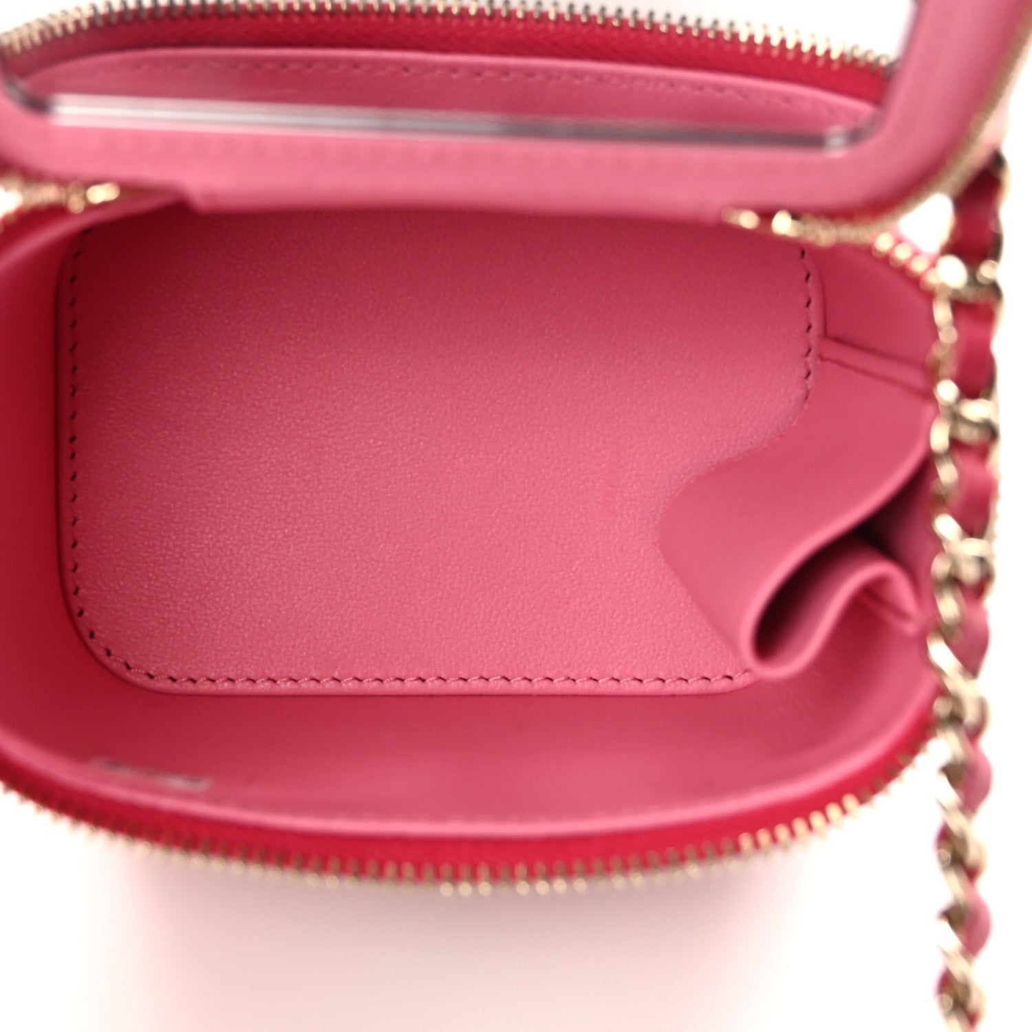 Chanel Lambskin Quilted Mini Top Handle Vanity Case With Chain Dark Pink 5 of 9