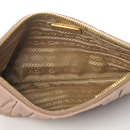 Prada Nappa Gaufre Ruched Pouch Visone 5 of 8
