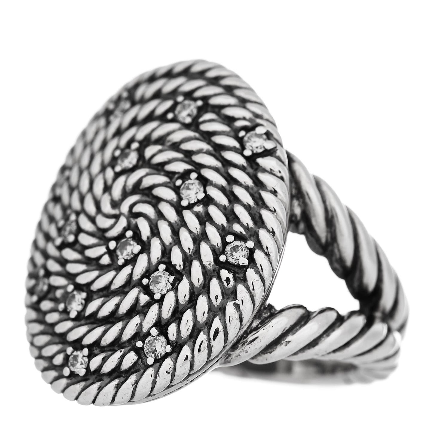Sterling Silver Diamond Cable Coil Ring 49 5