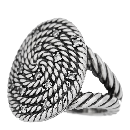 David Yurman Sterling Silver Diamond Cable Coil Ring 49 5 3 of 5