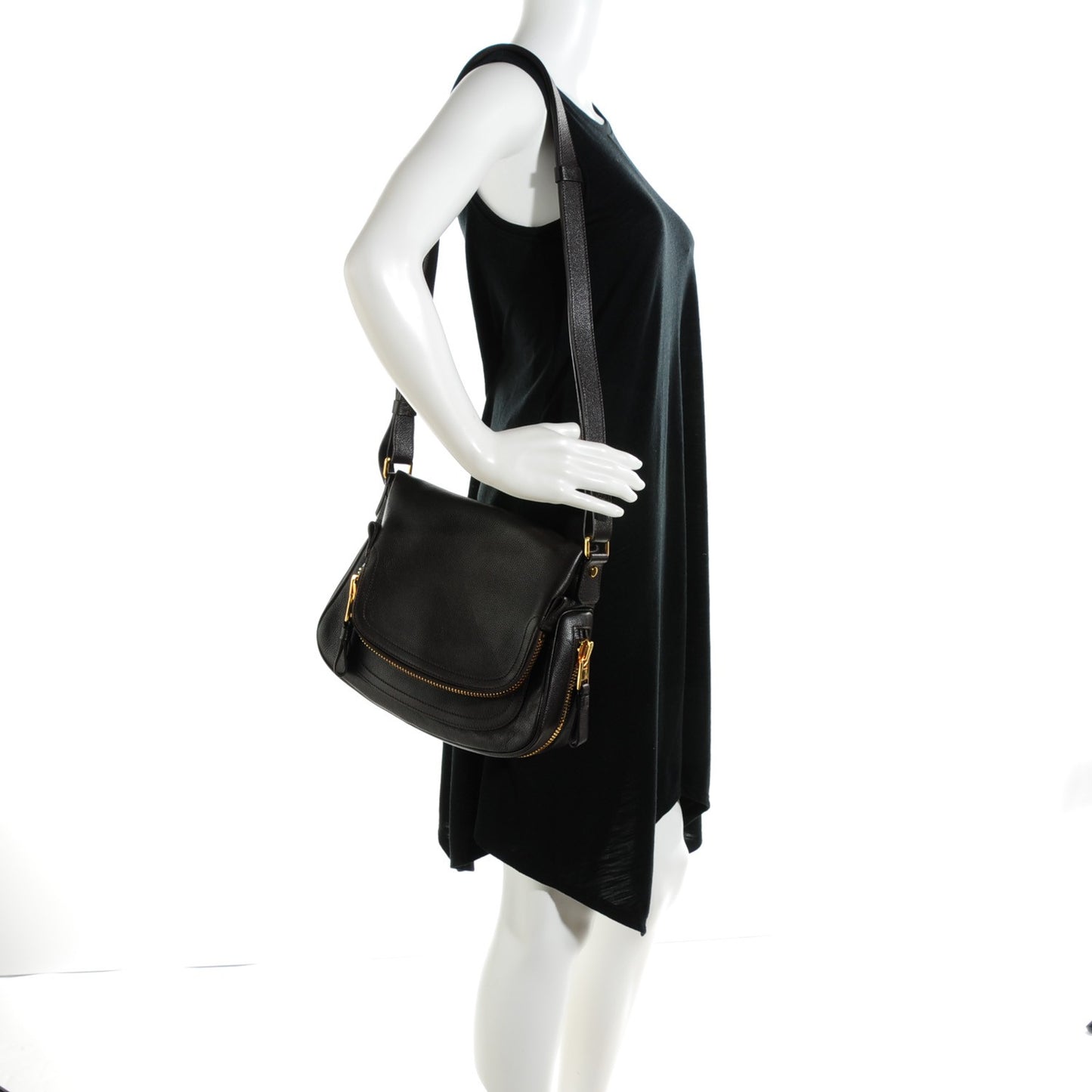 Grained Calfskin Medium Jennifer Crossbody Bag Brown