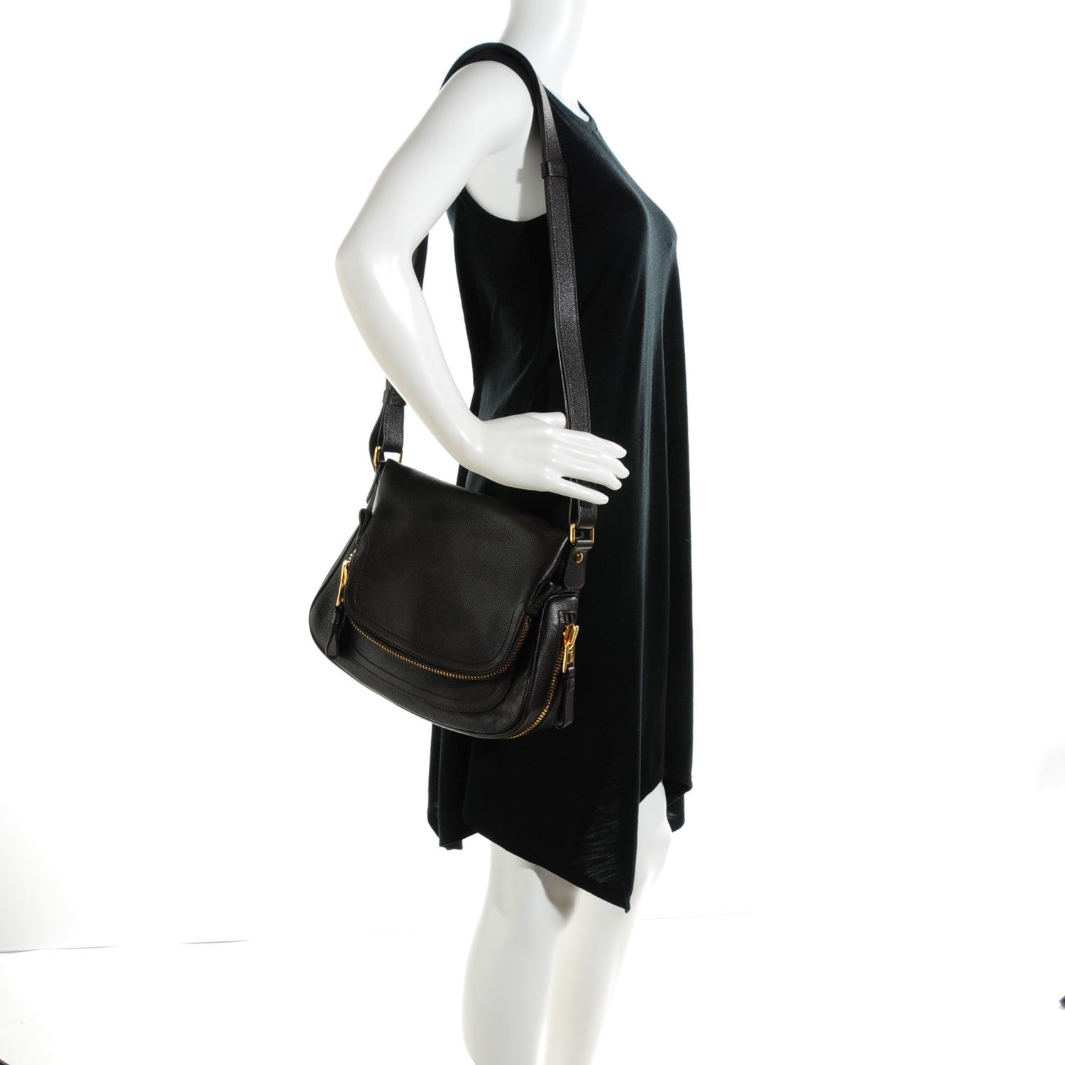 Tom Ford Grained Calfskin Medium Jennifer Crossbody Bag Brown 2 of 7