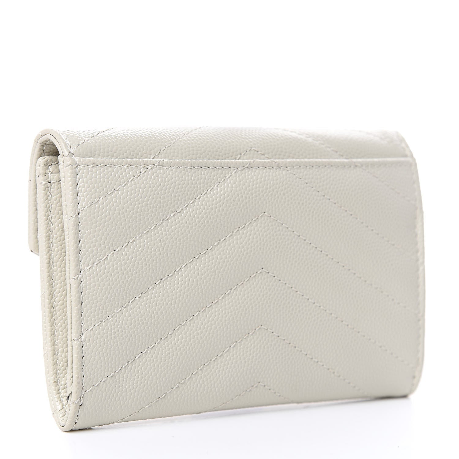 Saint Laurent Grain De Poudre Matelasse Chevron Small Monogram Envelope Wallet Crema Soft 3 of 7