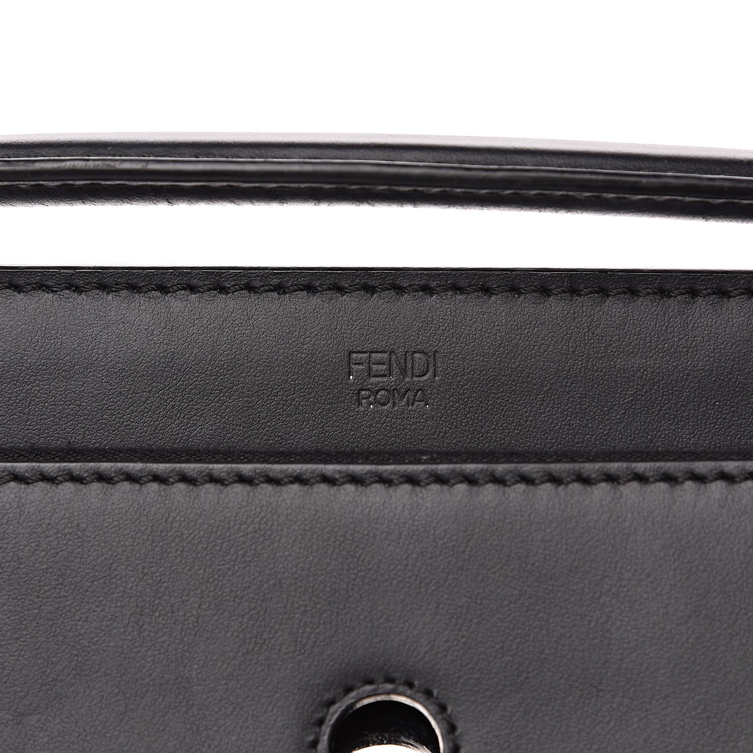 Fendi Vitello Baltico Dolce Shiny Nappa Lace Up DotCom Satchel Black Blue 6 of 17
