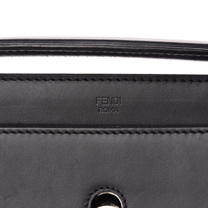 Fendi Vitello Baltico Dolce Shiny Nappa Lace Up DotCom Satchel Black Blue 6 of 17