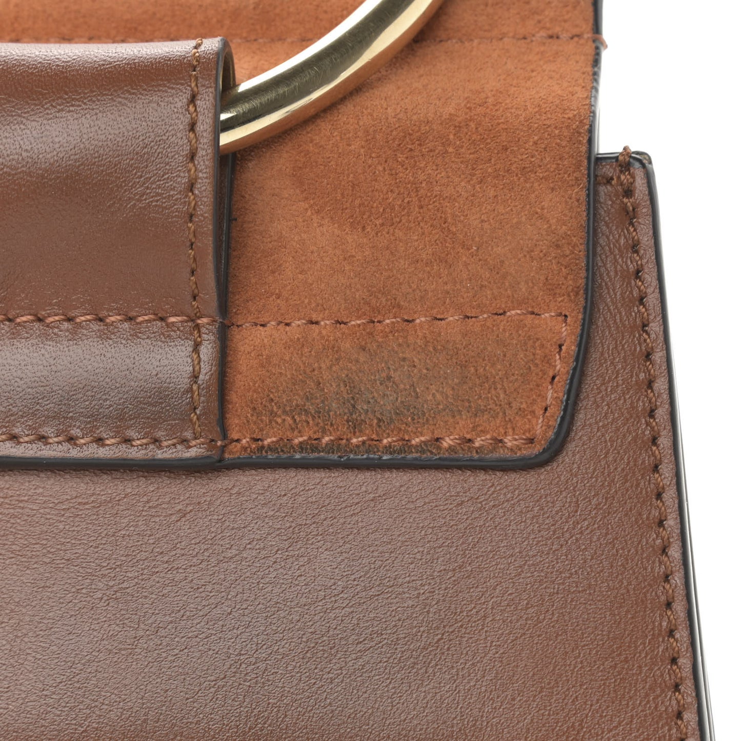 Suede Calfskin Mini Faye Bracelet Bag Tobacco