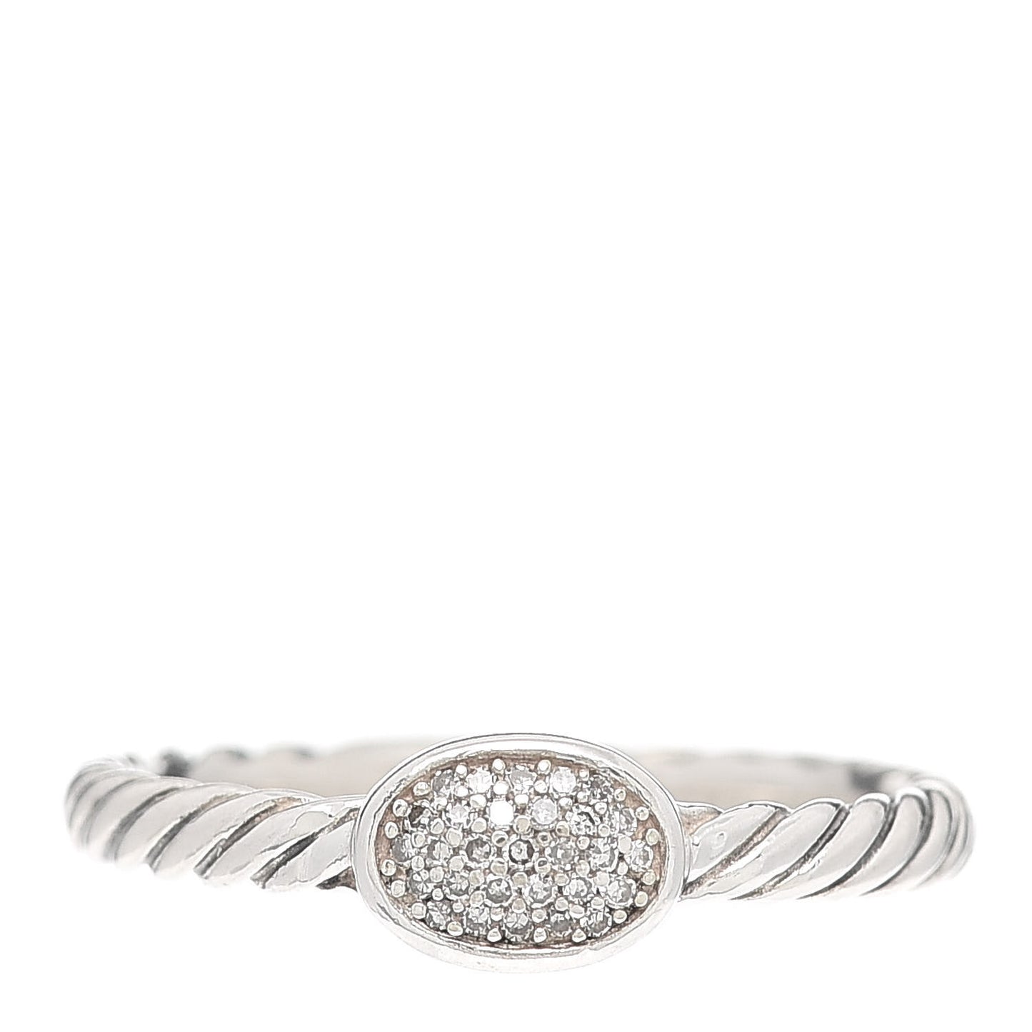 Sterling Silver Diamond Pave Cable Classics Oval Ring 54 7