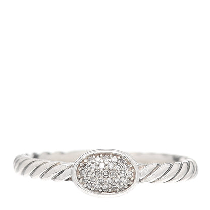 David Yurman Sterling Silver Diamond Pave Cable Classics Oval Ring 54 7 1 of 4