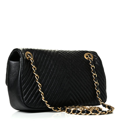 Chanel Calfskin Surpique Chevron Small Flap Black 2 of 8