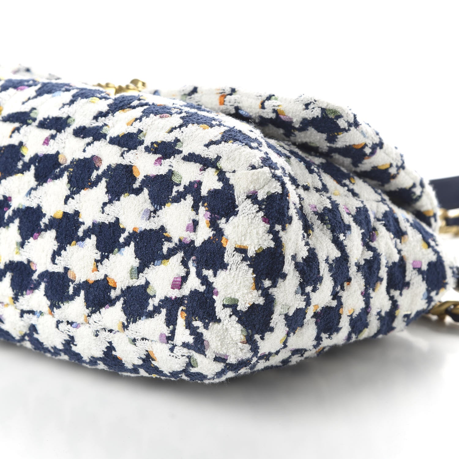 Chanel Tweed Quilted Large Chanel 19 Flap Ecru Navy Blue Multicolor 7 of 10