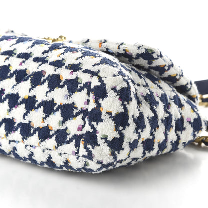 Chanel Tweed Quilted Large Chanel 19 Flap Ecru Navy Blue Multicolor 7 of 10