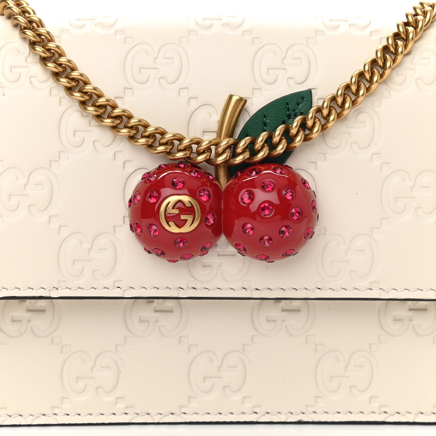 Gucci Guccissima Mini Cherry Chain Bag White 7 of 11