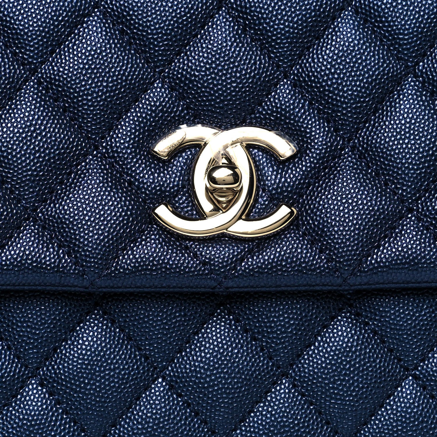 Chanel Iridescent Caviar Quilted Small Coco Handle Flap Dark Blue 8 of 14