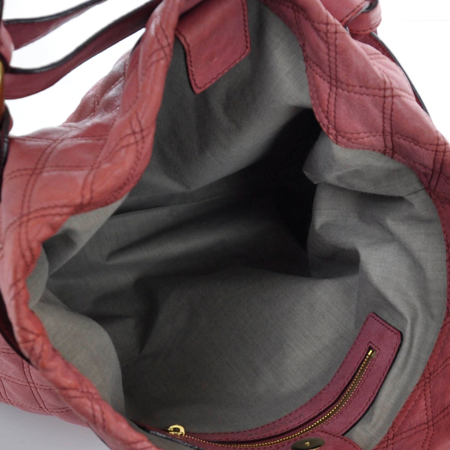 Leather Quilted Bruna Tote Raspberry
