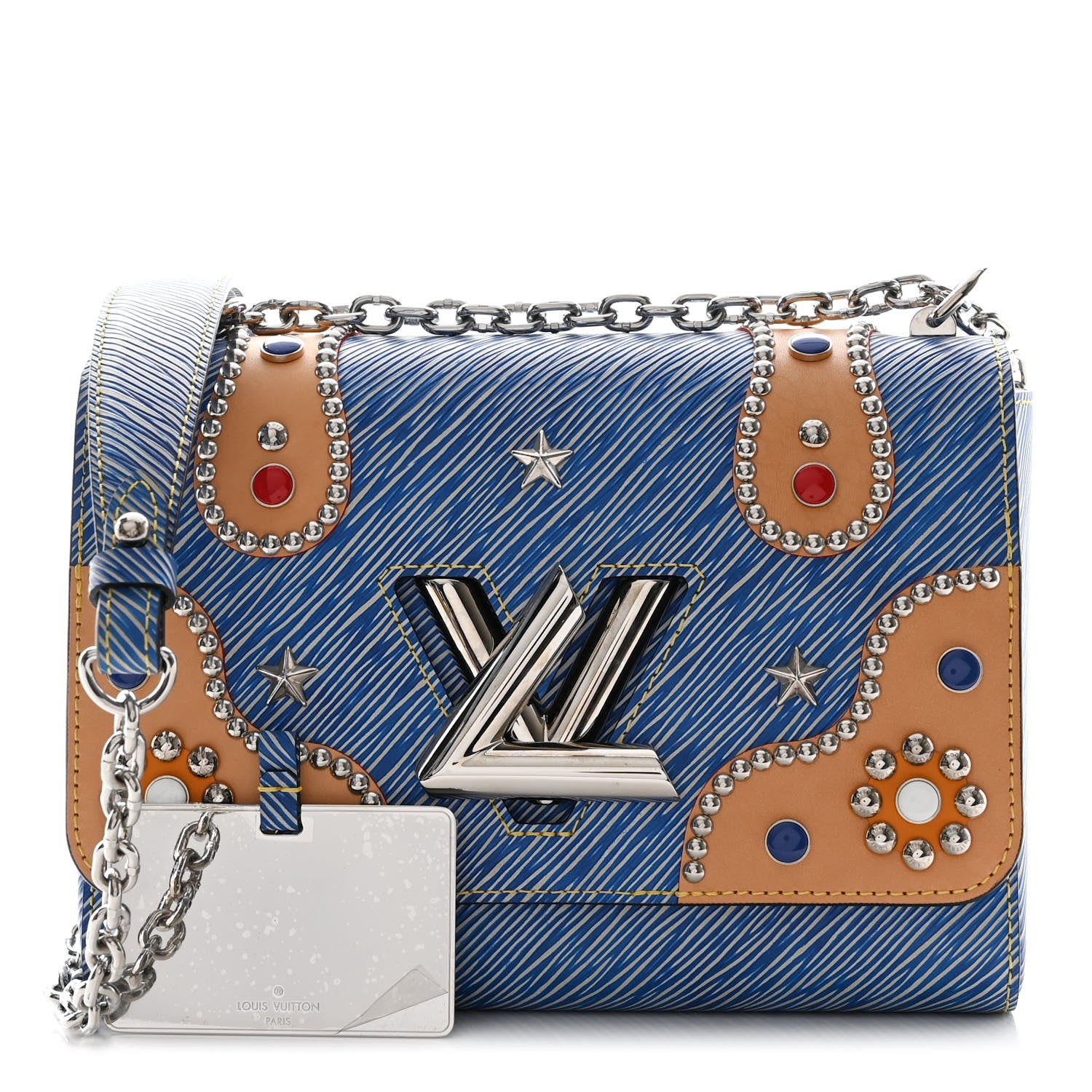 Louis Vuitton Epi Studded Twist Shoulder Bag MM Denim Light 1 of 9