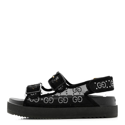 Gucci Tela Retino Kid Scamosciato Crystal GG Monogram Womens Dad Sandals 39 Black 1 of 6