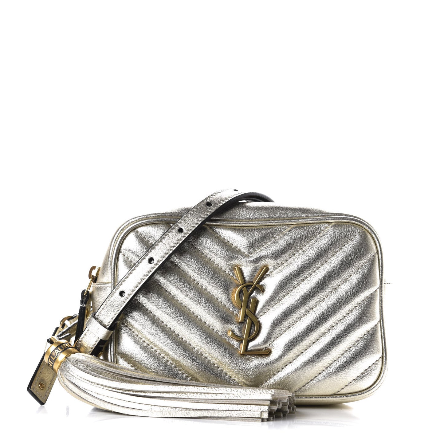 Metallic Calfskin Matelasse Monogram Lou Belt Bag Platino