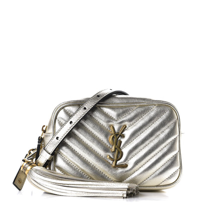 Saint Laurent Metallic Calfskin Matelasse Monogram Lou Belt Bag Platino 1 of 10