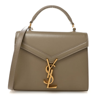 Saint Laurent Grain de Poudre Mini Classic Monogram Cassandra Top Handle Greyish Brown 1 of 9