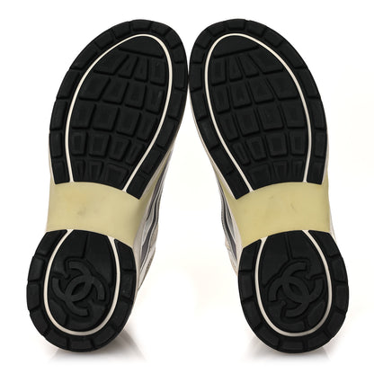 Chanel Fabric Laminated Calfskin Stretch CC Sneakers 39.5 White Silver 7 of 14