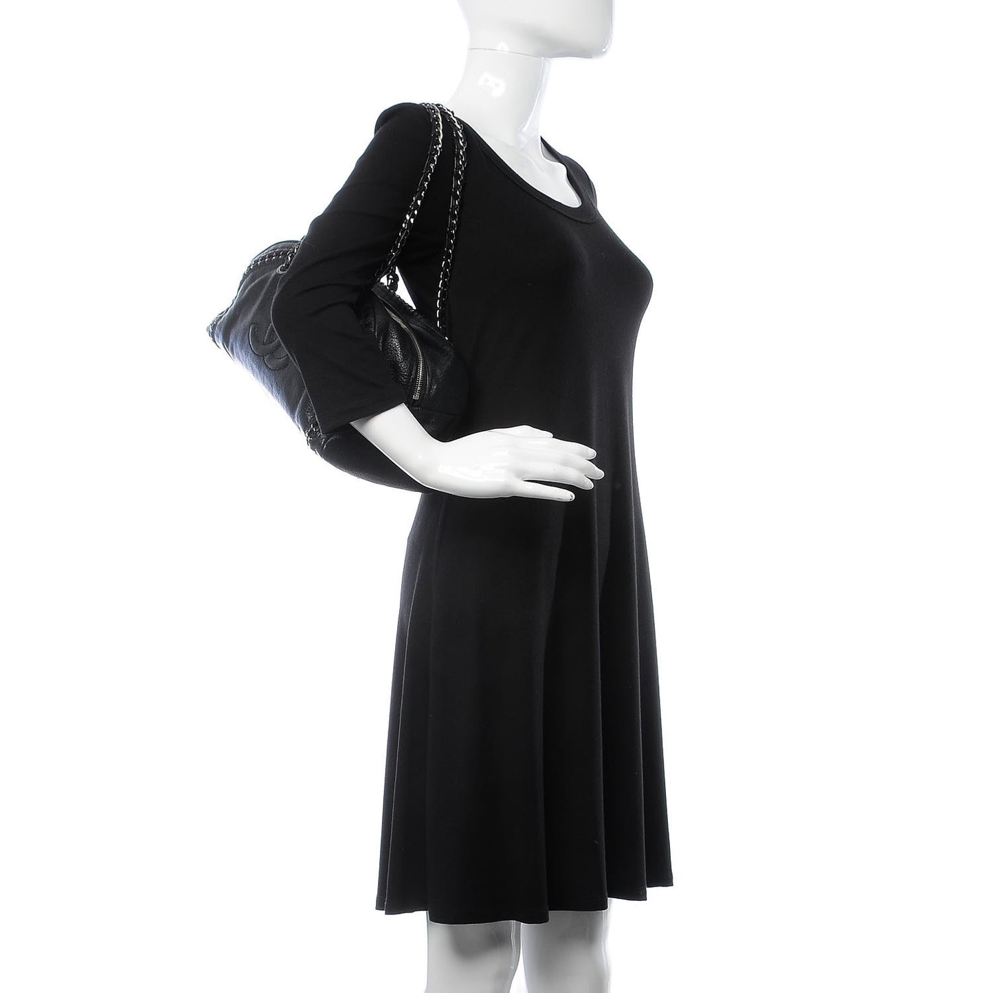 Metallic Goatskin Medium Luxe Ligne Bowler Black