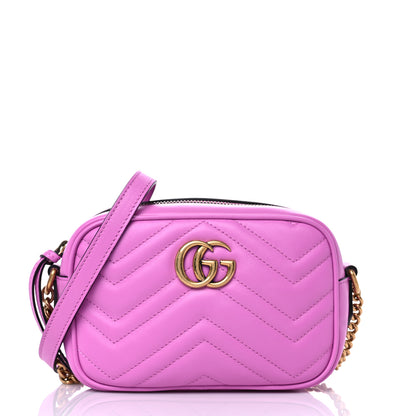 Gucci Calfskin Matelasse Mini GG Marmont Chain Shoulder Bag Candy Mousse 3 of 12